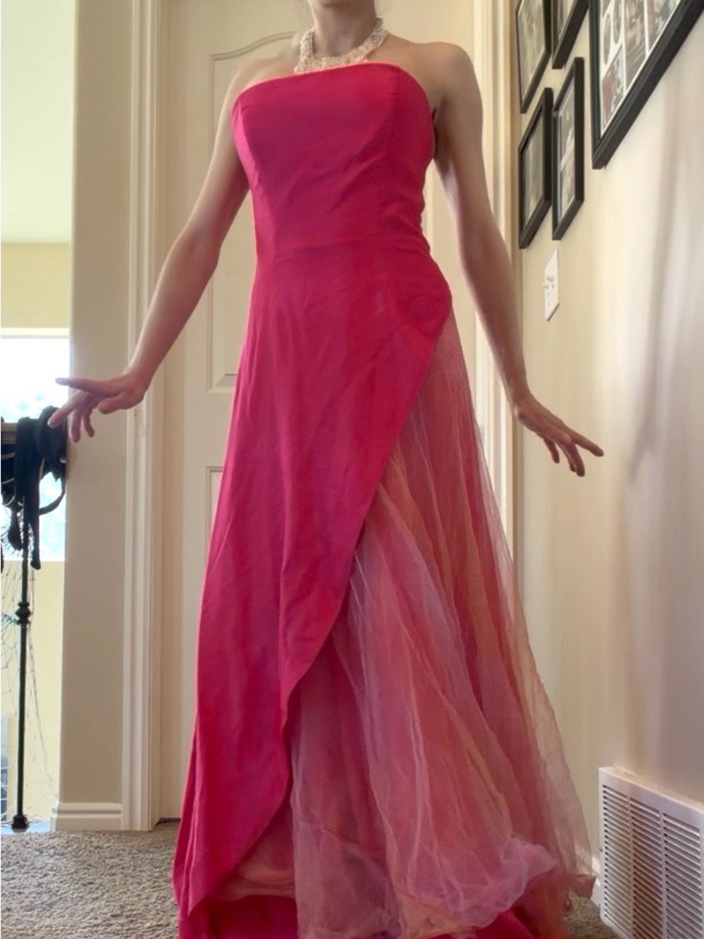 Women’s medium Strapless Pink and sunset gown